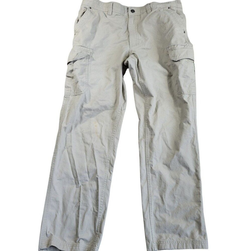 Gander Mountain Guide Series Cargo Pants Mens 38x31 Tag 38x32 Tan Straight Stain